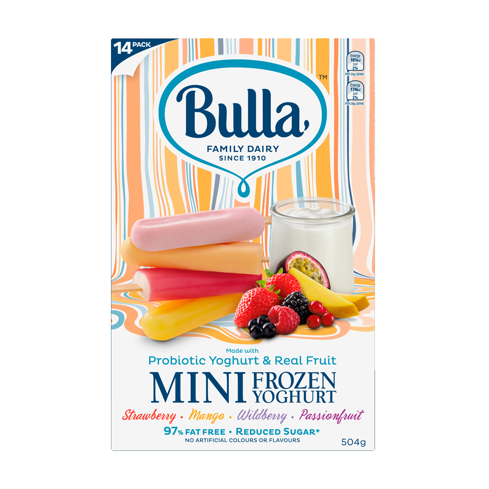 Bulla Mini Frozen Yoghurt Strawberry Mango Wildberry 14 Pack Bulla