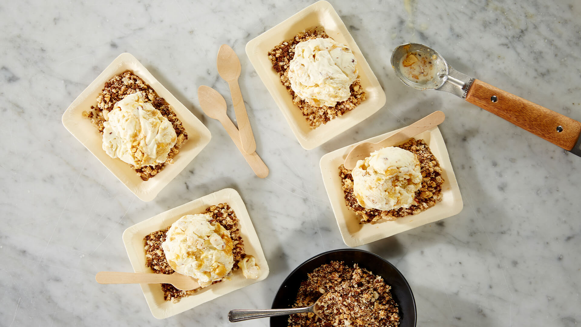 & hazelnut ice cream in sand Bulla Foodservice