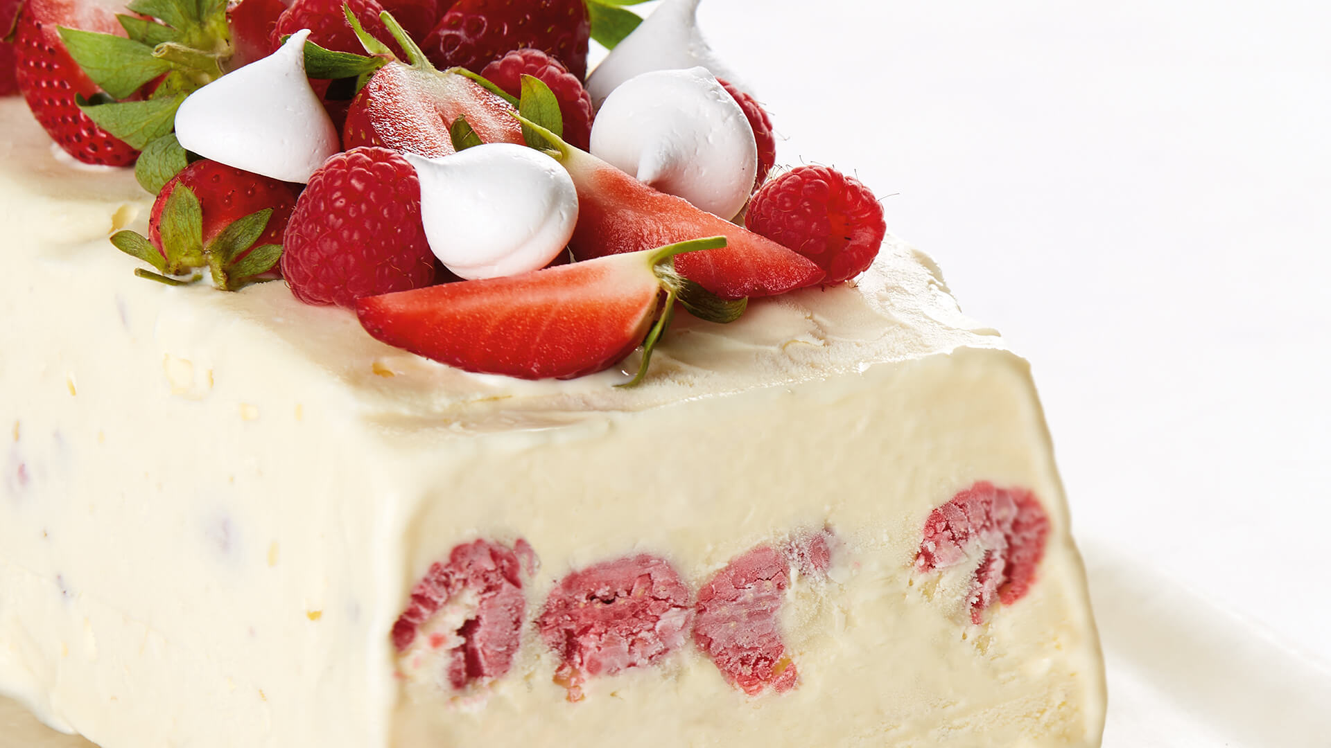 meringue & raspberry layered ice cream terrine Bulla Foodservice