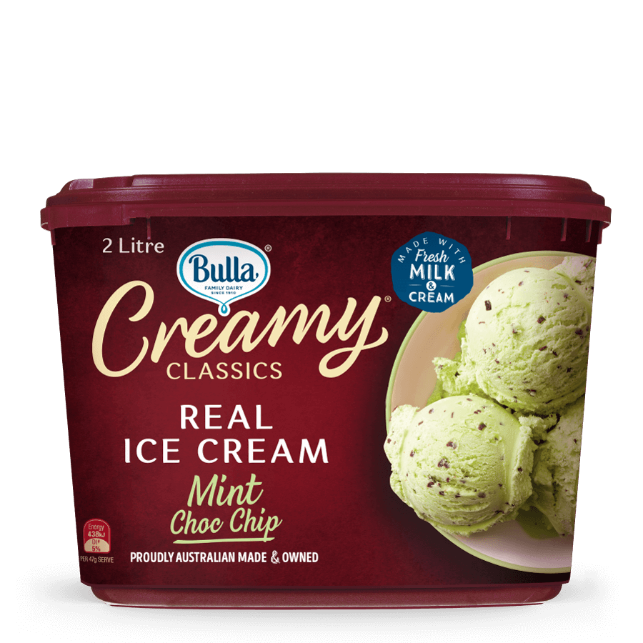 Bulla Creamy Classics Ice Cream Mint Choc 2L Bulla Foodservice