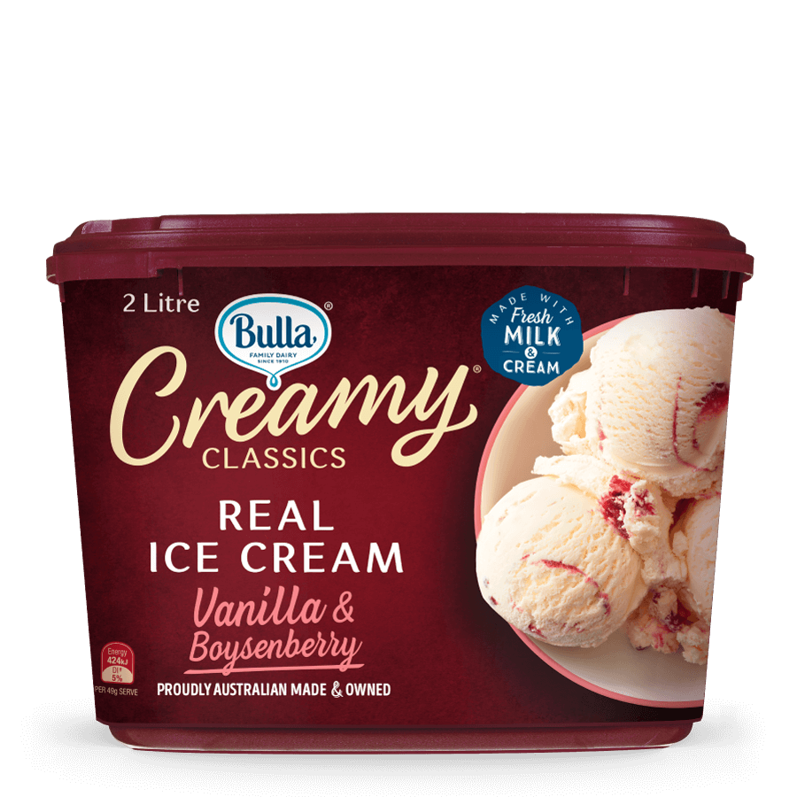 Bulla Creamy Classics Vanilla & Boysenberry 2L Bulla Foodservice