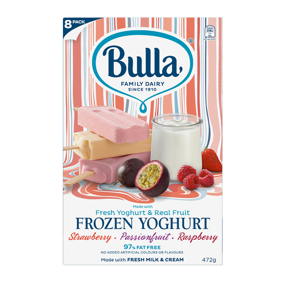 Bulla Frozen Yoghurt Strawberry Passionfruit Raspberry 8 Pack Bulla
