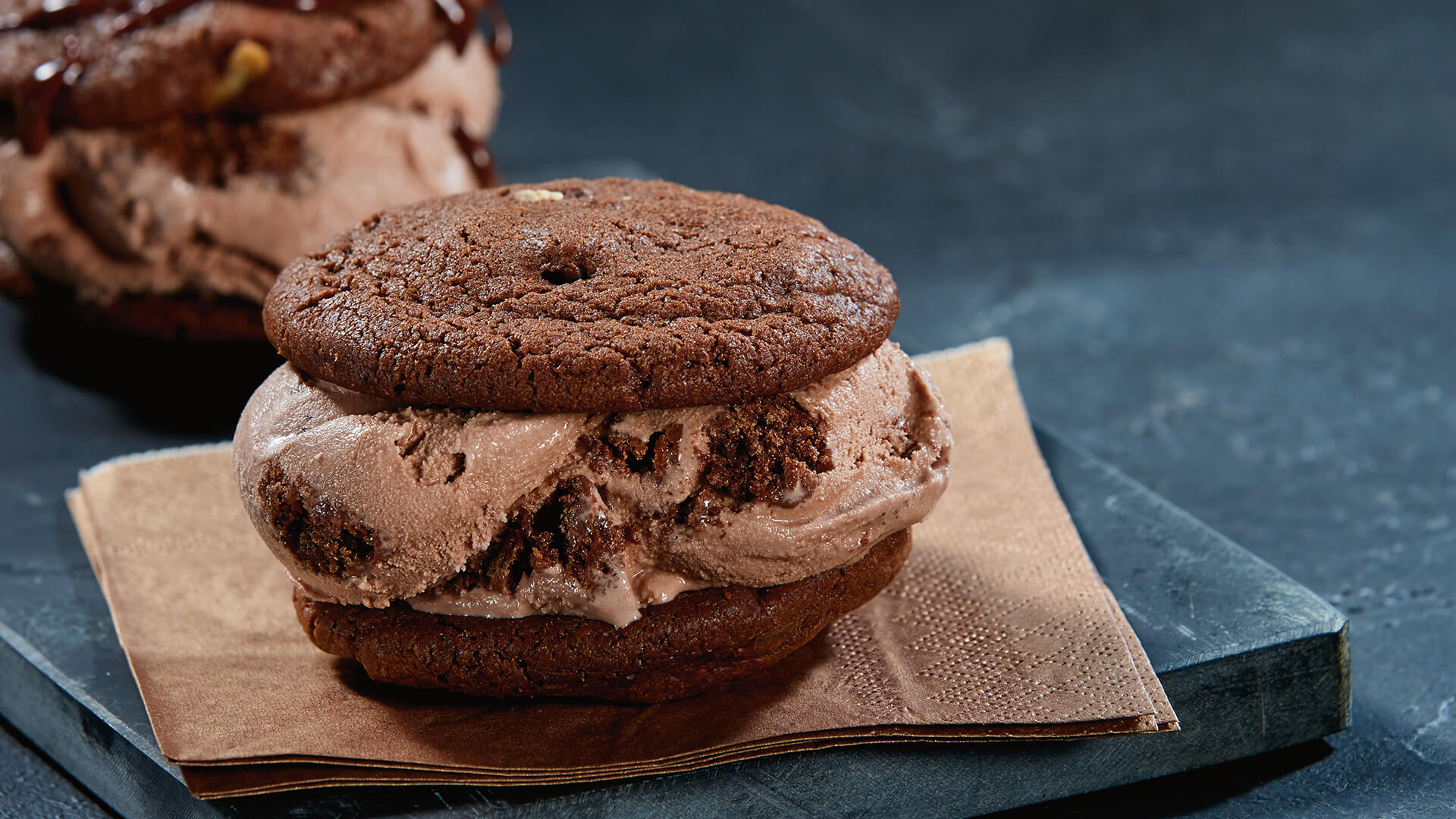 chocolate & pecan cookie ice cream sandwiches Bulla Foodservice