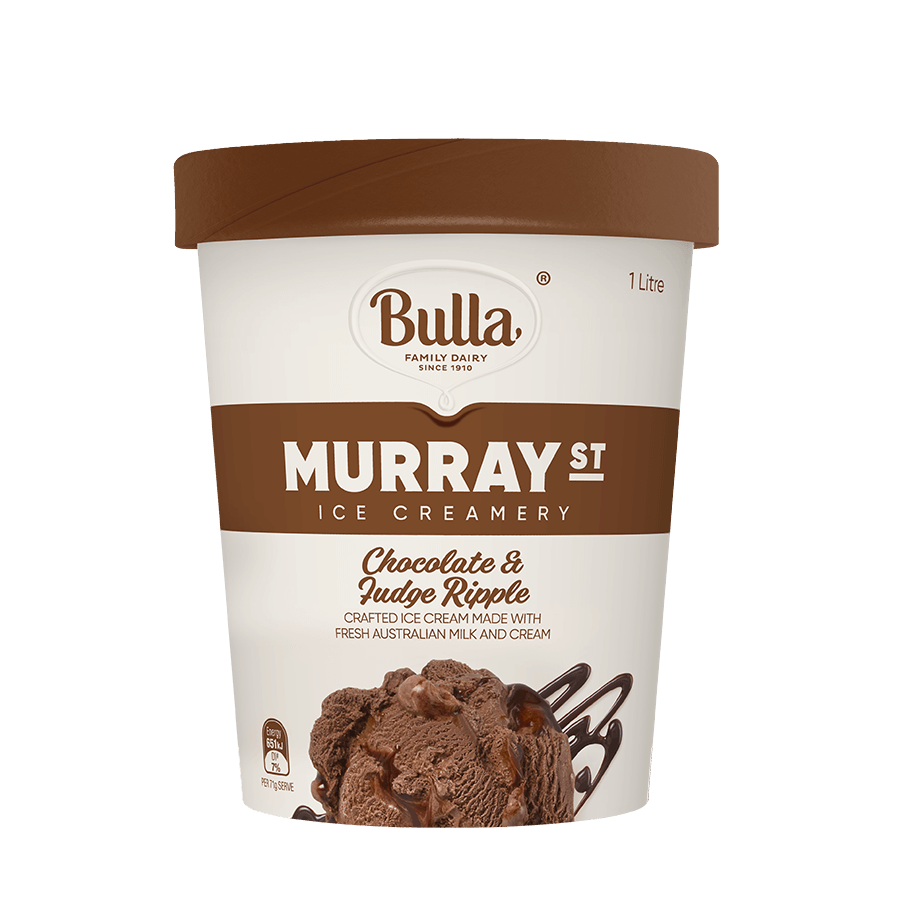 Bulla Murray Street Ice Creamery Chocolate & Fudge Ripple 1L